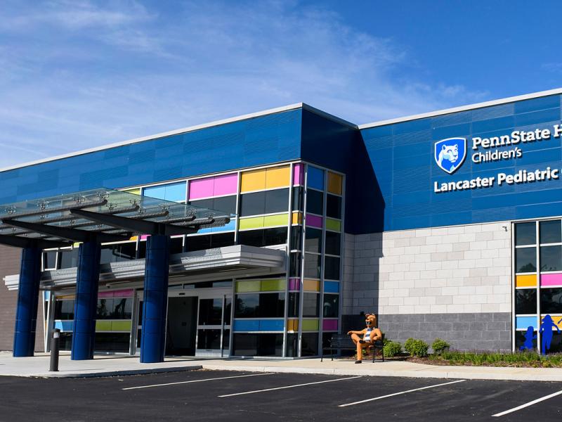 Penn State Health Children's Lancaster Pediatric Center outside main entrance.
