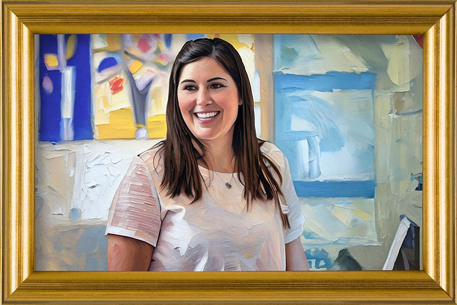 A painting of practice site manager Leah Holmberg.