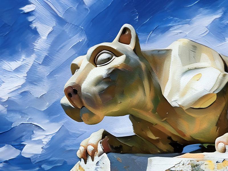 Artistic oil painting image of a nittany lion.