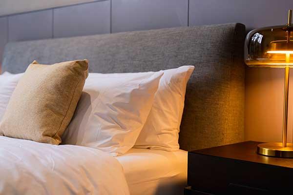 Close up Interior of the bedroom pillows on bed