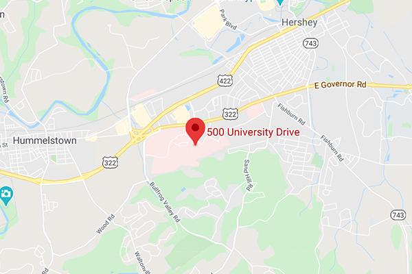 Google map screenshot of Milton S. Hershey Medical Center
