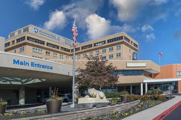 Main entrance of Penn State Health Holy Spirit Medical Center.
