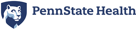 The Penn State Health logo, showcases a traditional shield design with a lion and the institution's name.